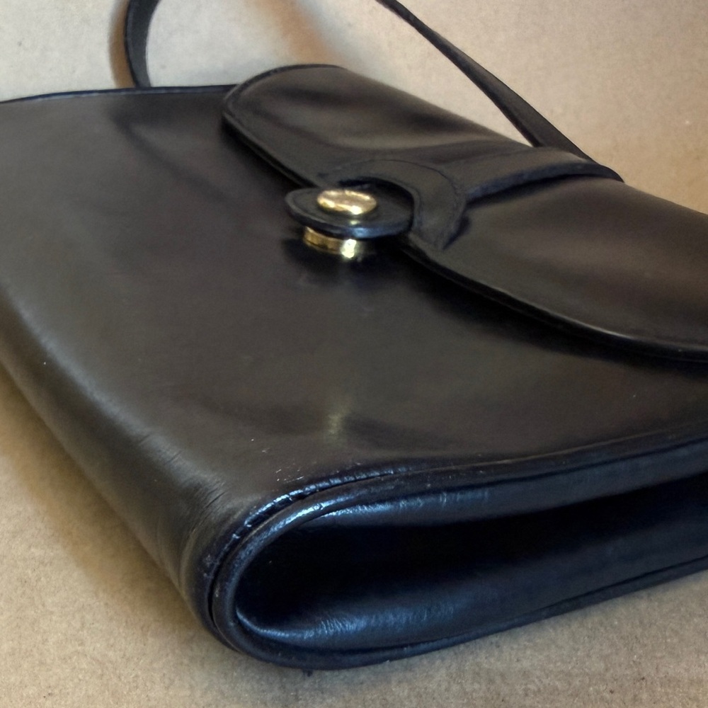 VTG Mark Cross Black Equestrian Style Shoulder Bag | Black | Made in Italy - Picture 8 of 14